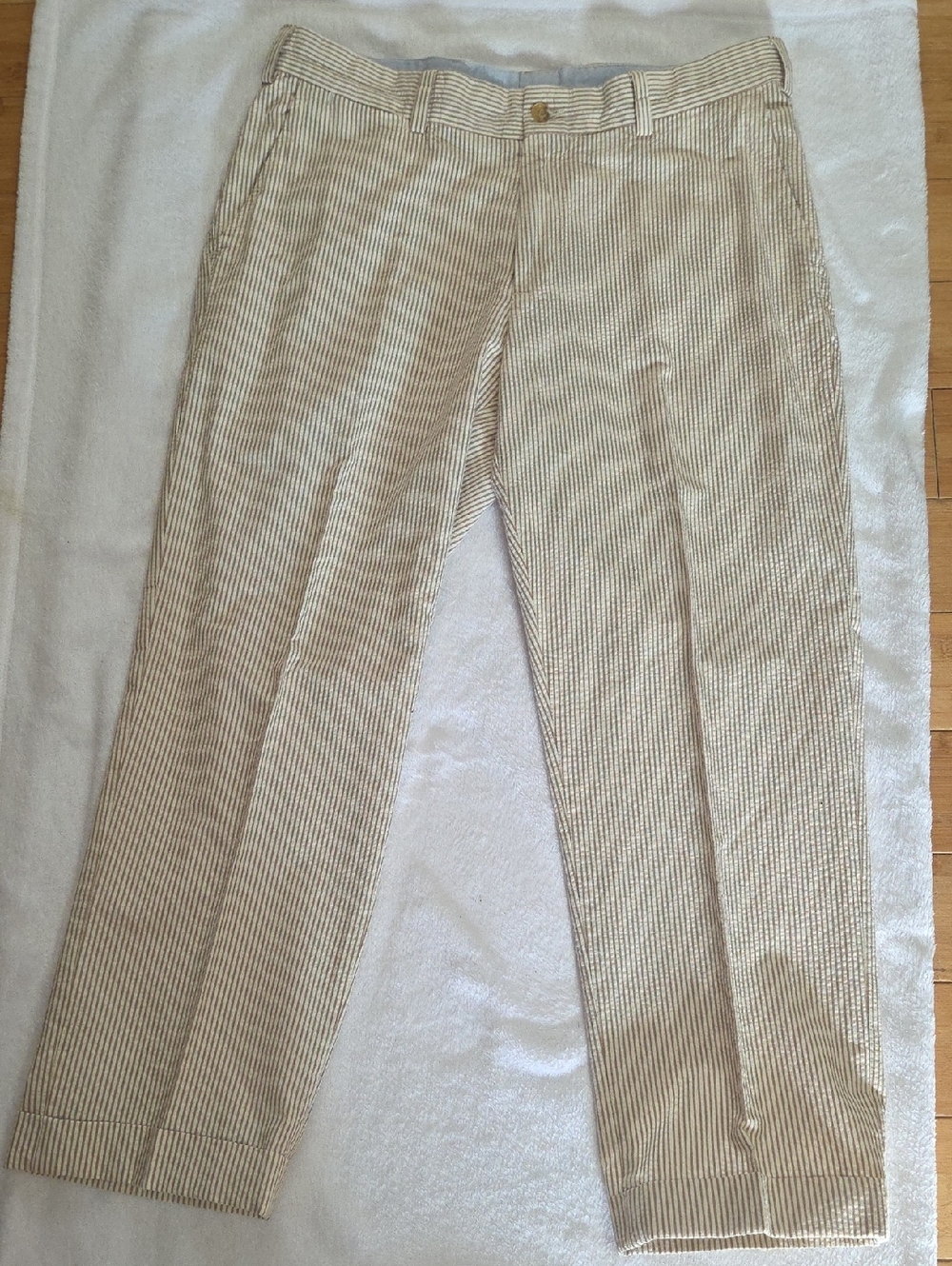 Vintage Men's Bills Khakis Beige Stripe Pants - 36 X 28